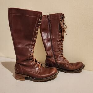 Sebago Cognac Brown Women's Sz 5 Saranac Tall Lace Waterproof Boots B43180